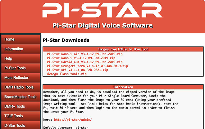 Pi-Star downloads page Pi-Star downloads page
